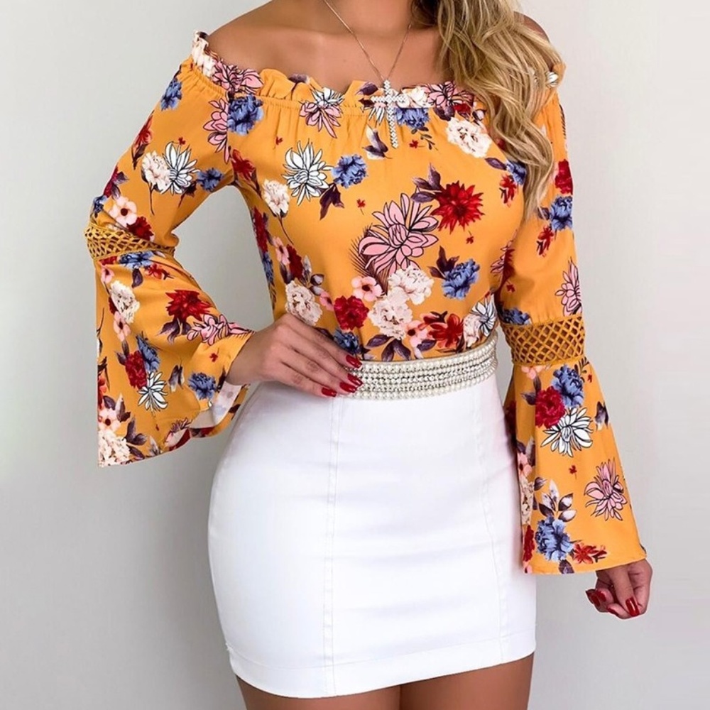 Bell Sleeve Floral Blouse